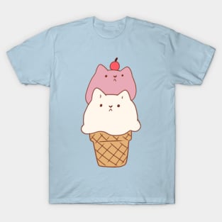 Ice cream cat strawberry and vanilla T-Shirt